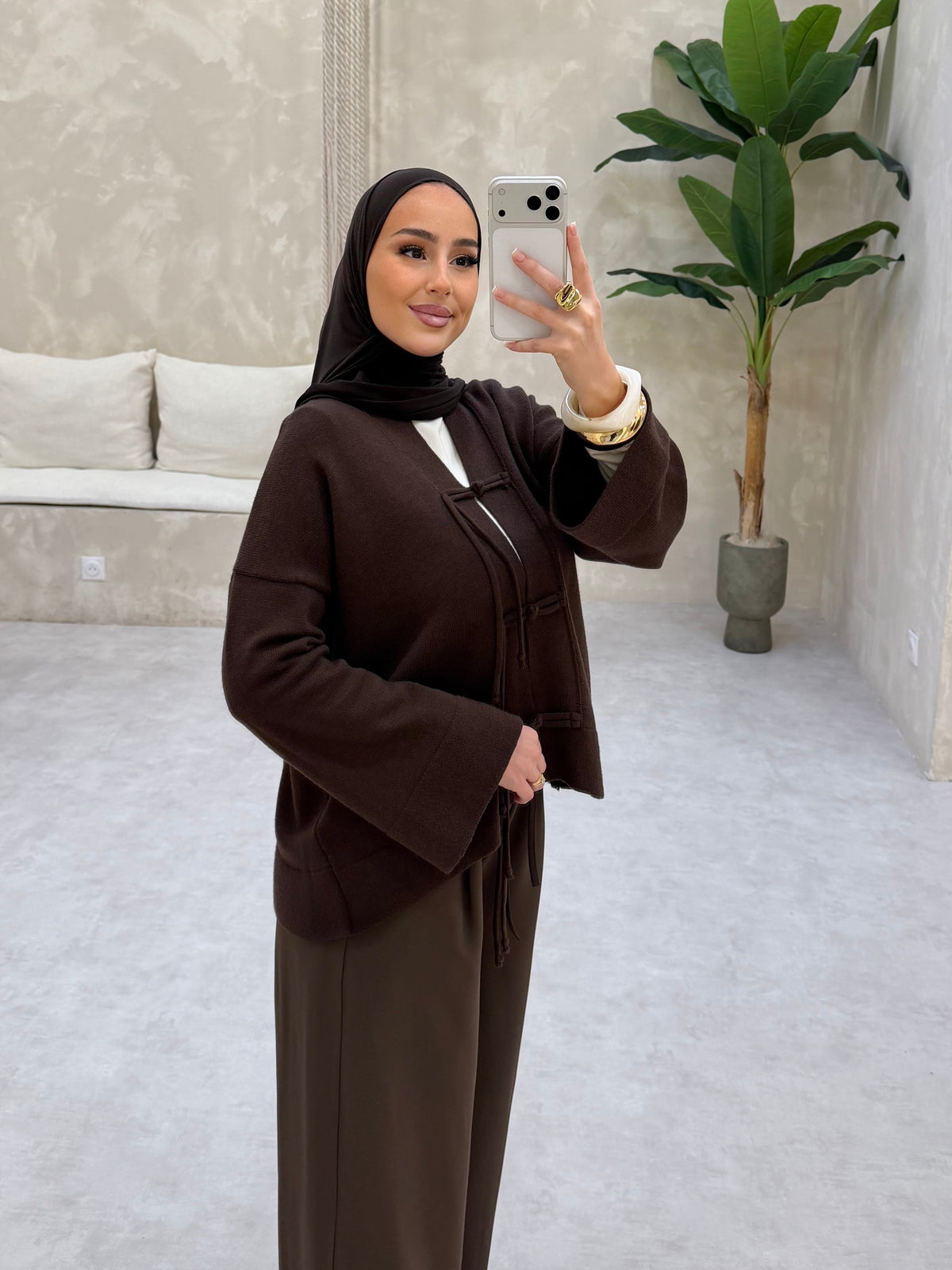 Cardigan - DARK BROWN