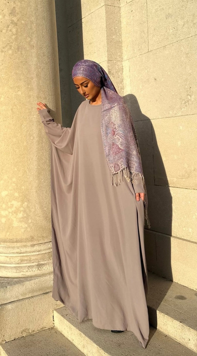 Abaya saoudienne soie de medine - TAUPE