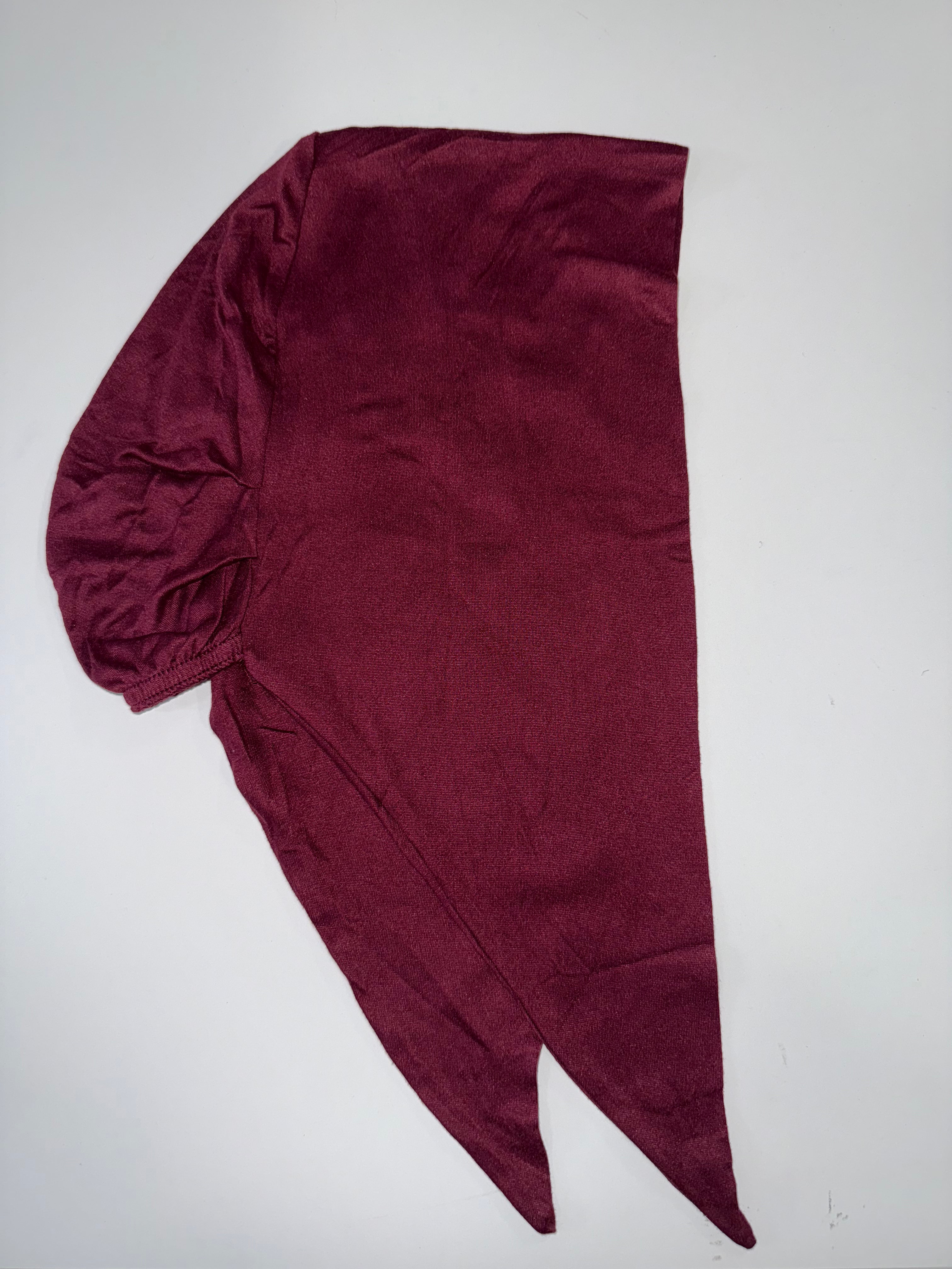 Burgundy tie-on hat