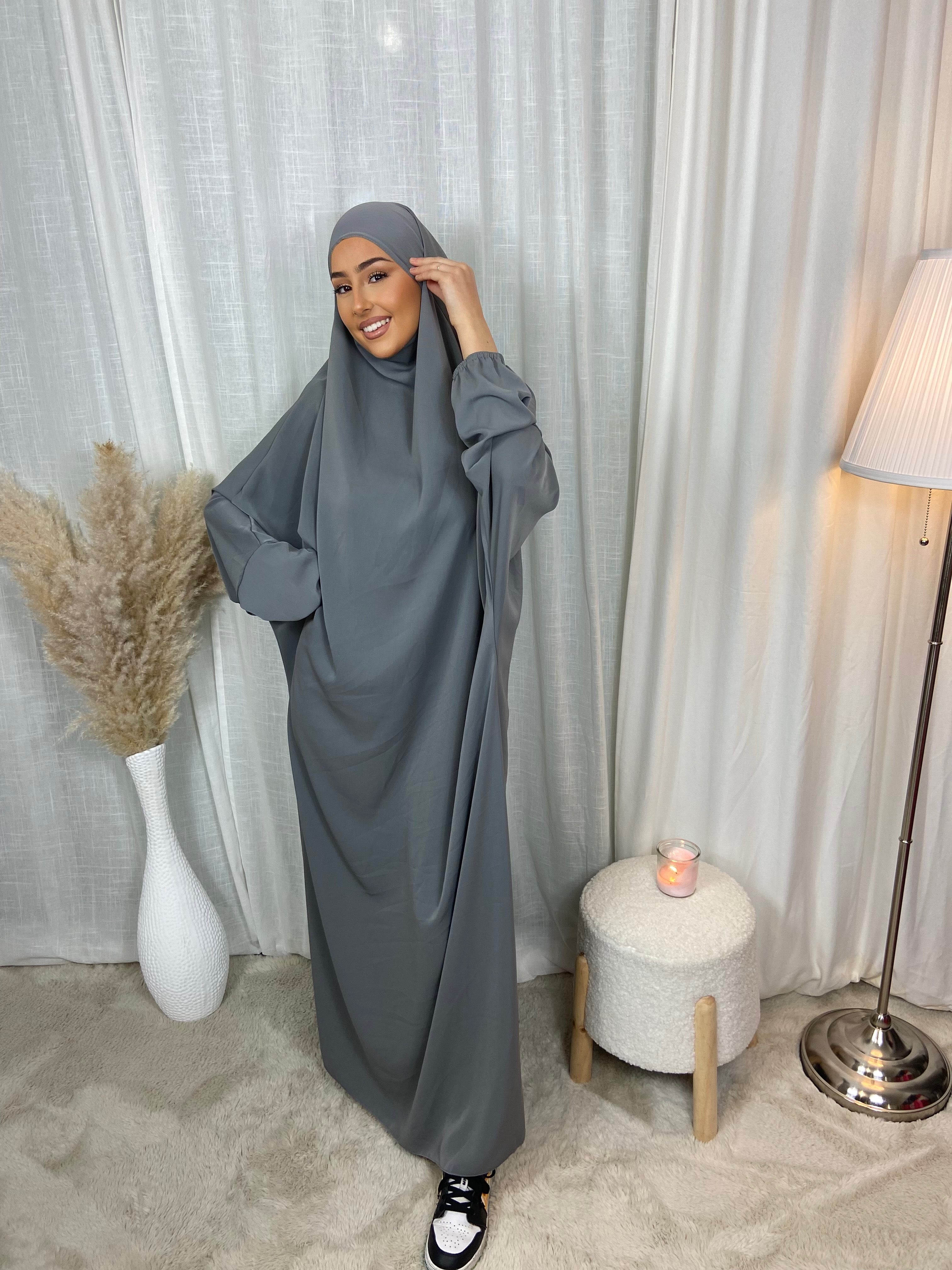 Jilbeb 1 Pièce soie de medine - Gris souris