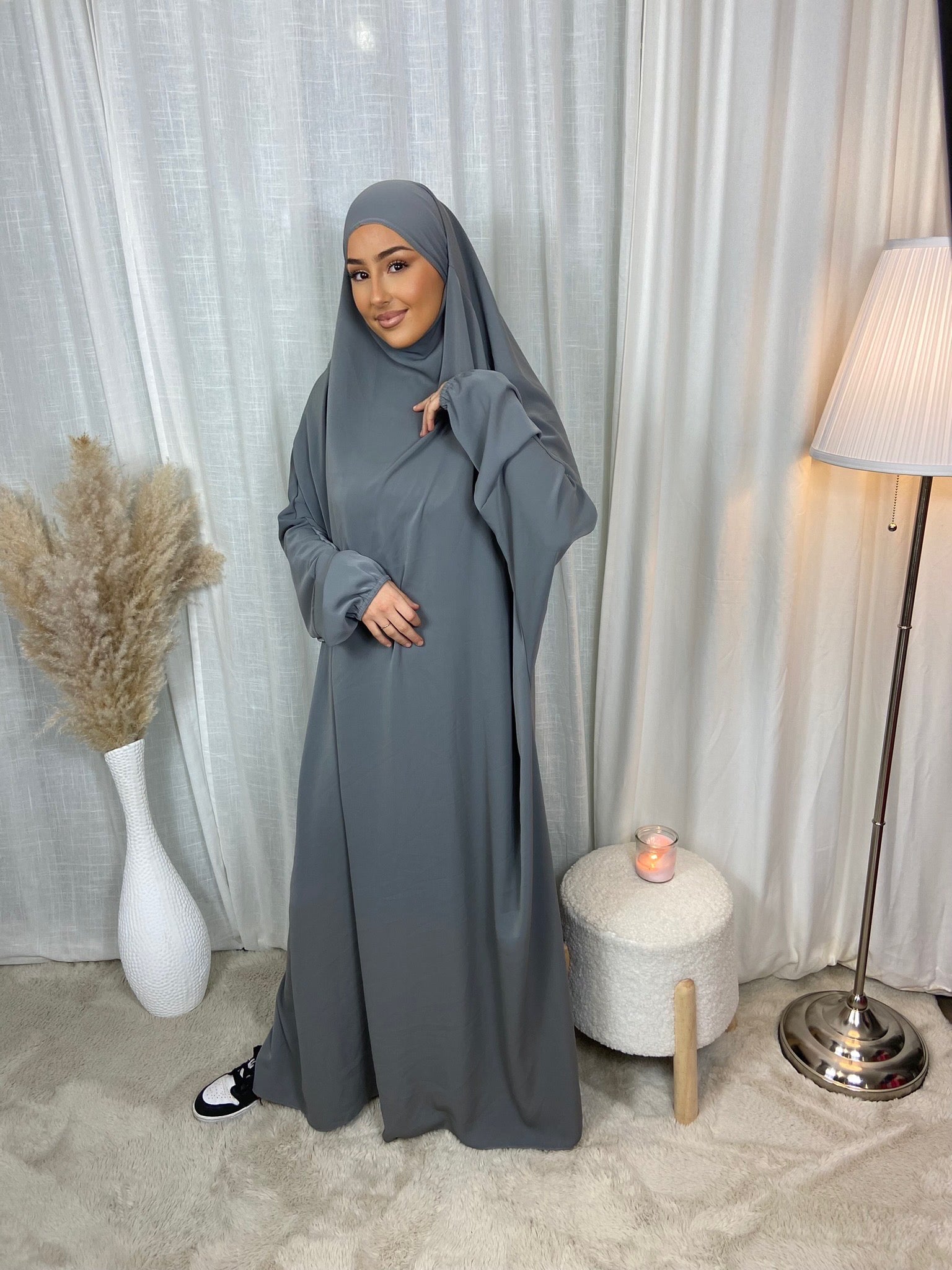 Jilbeb 1 Pièce soie de medine - Gris souris