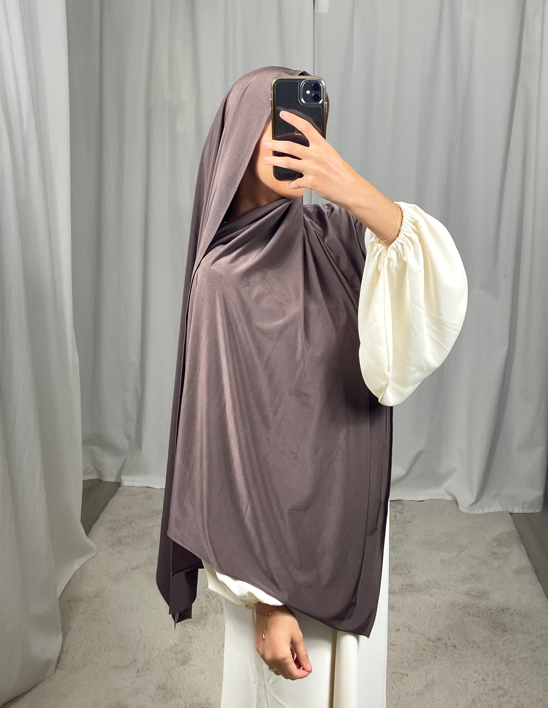jersey premium de luxe satiné DUBAI - TAUPE FONCÉ